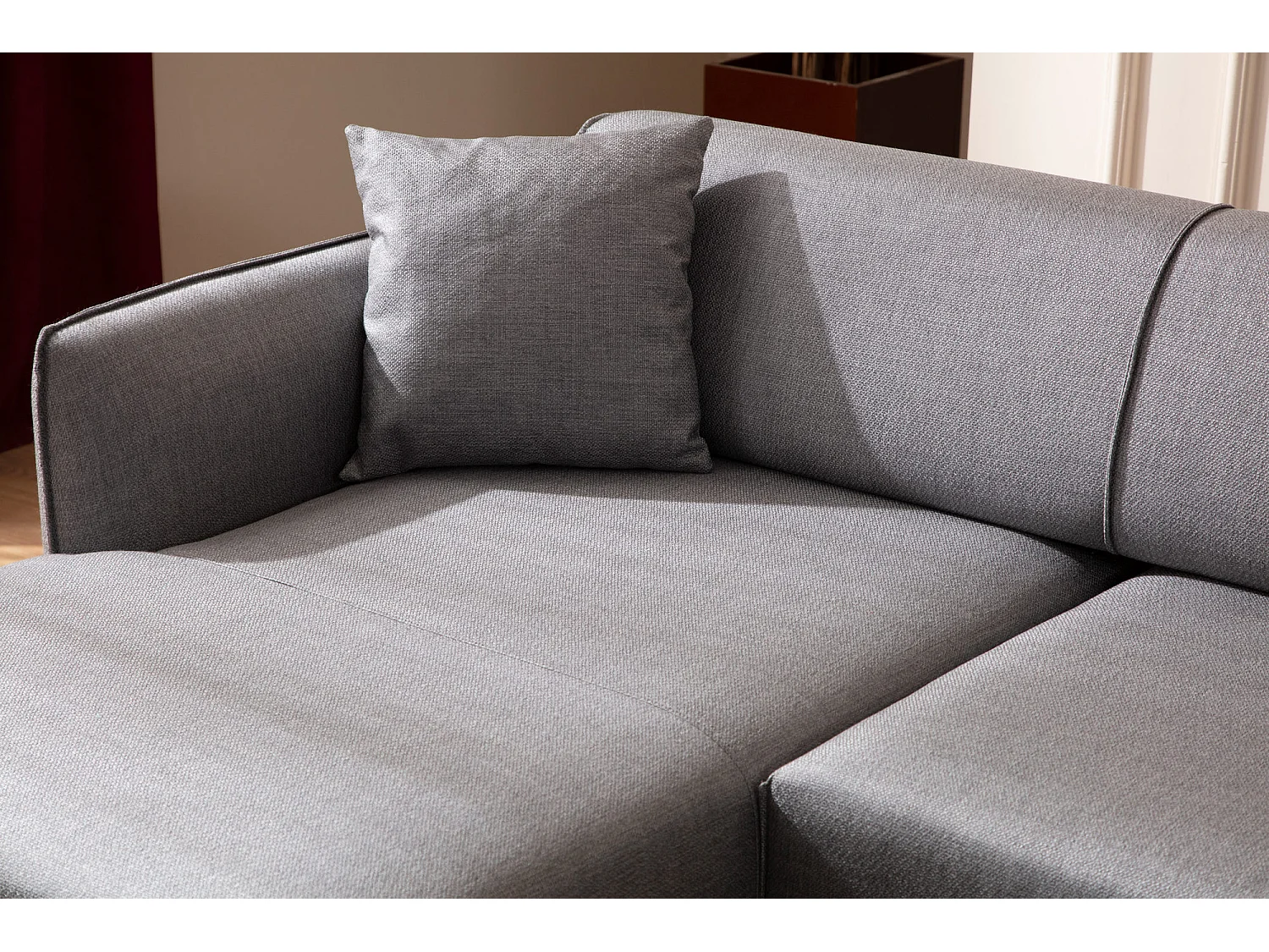 Canapé d'angle gauche tissu gris clair Bellano 270cm