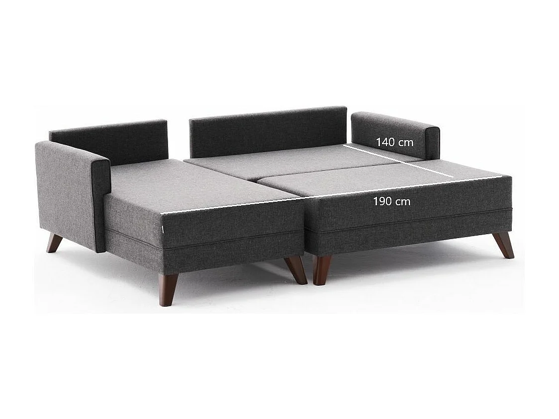 Petit canapé convertible d'angle droit avec pouf tissu bordeaux Kandy 205cm 2