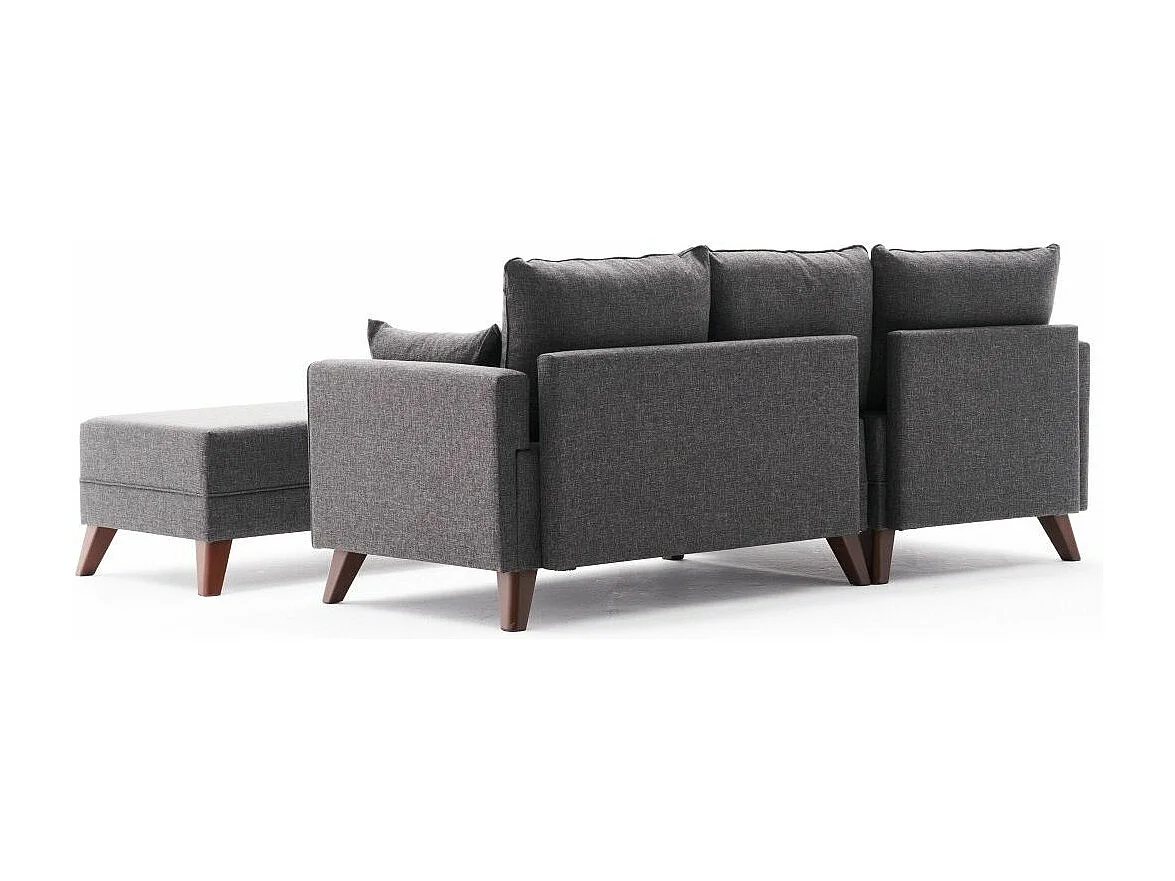 Petit canapé convertible d'angle droit avec pouf tissu bordeaux Kandy 205cm 2