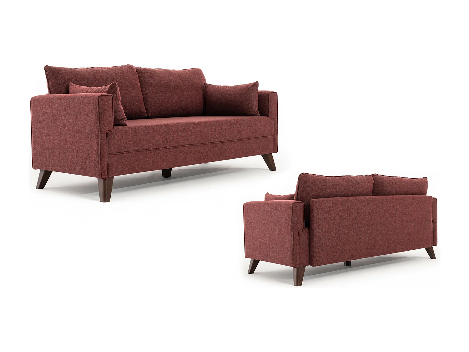 Canapé 3 places tissu bordeaux Kandy 208cm