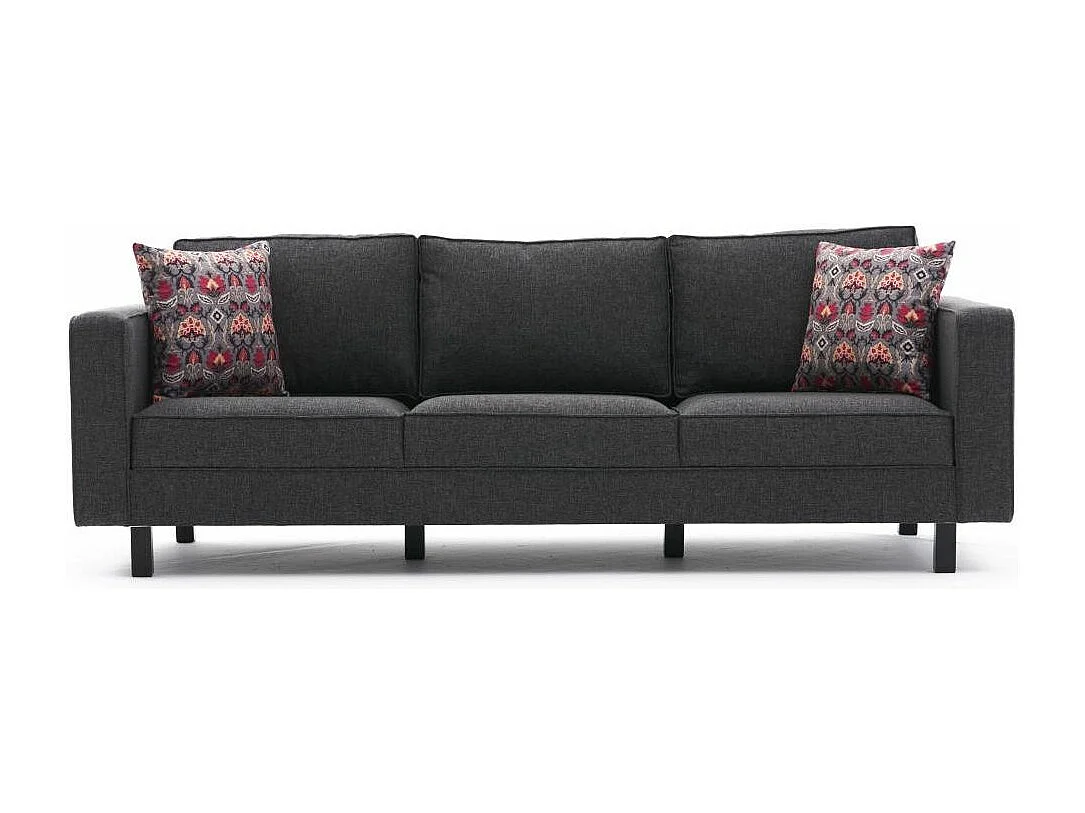 Canapé classique 3 places tissu lin anthracite Kalena 222cm