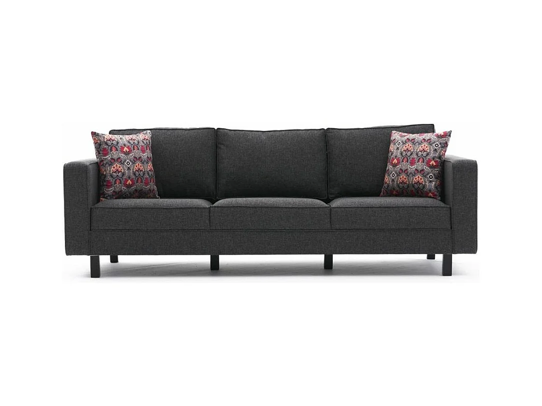 Canapé classique 3 places tissu lin anthracite Kalena 222cm