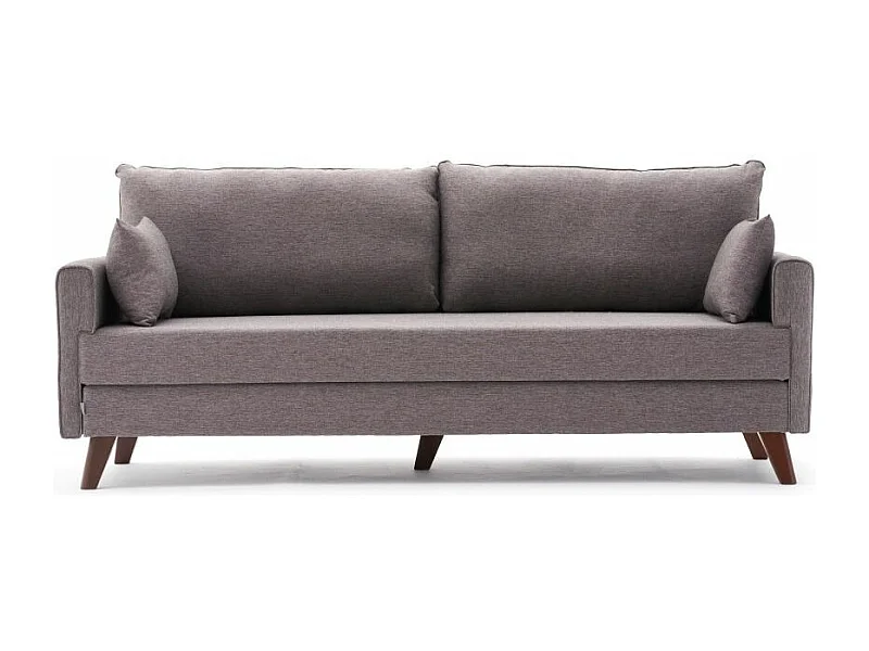 Canapé convertible 3 places tissu marron clair Kandy 208cm