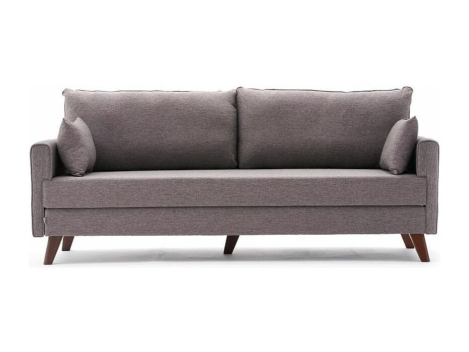 Canapé convertible 3 places tissu marron clair Kandy 208cm