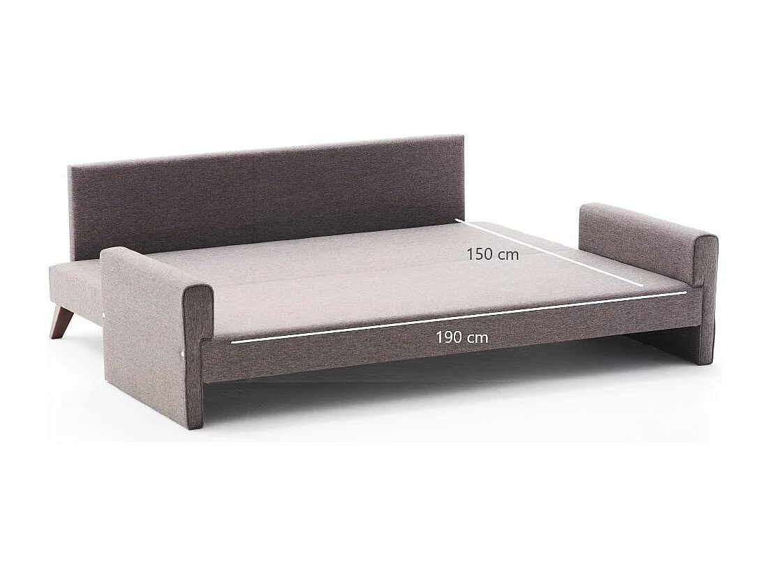 Canapé convertible 3 places tissu marron clair Kandy 208cm