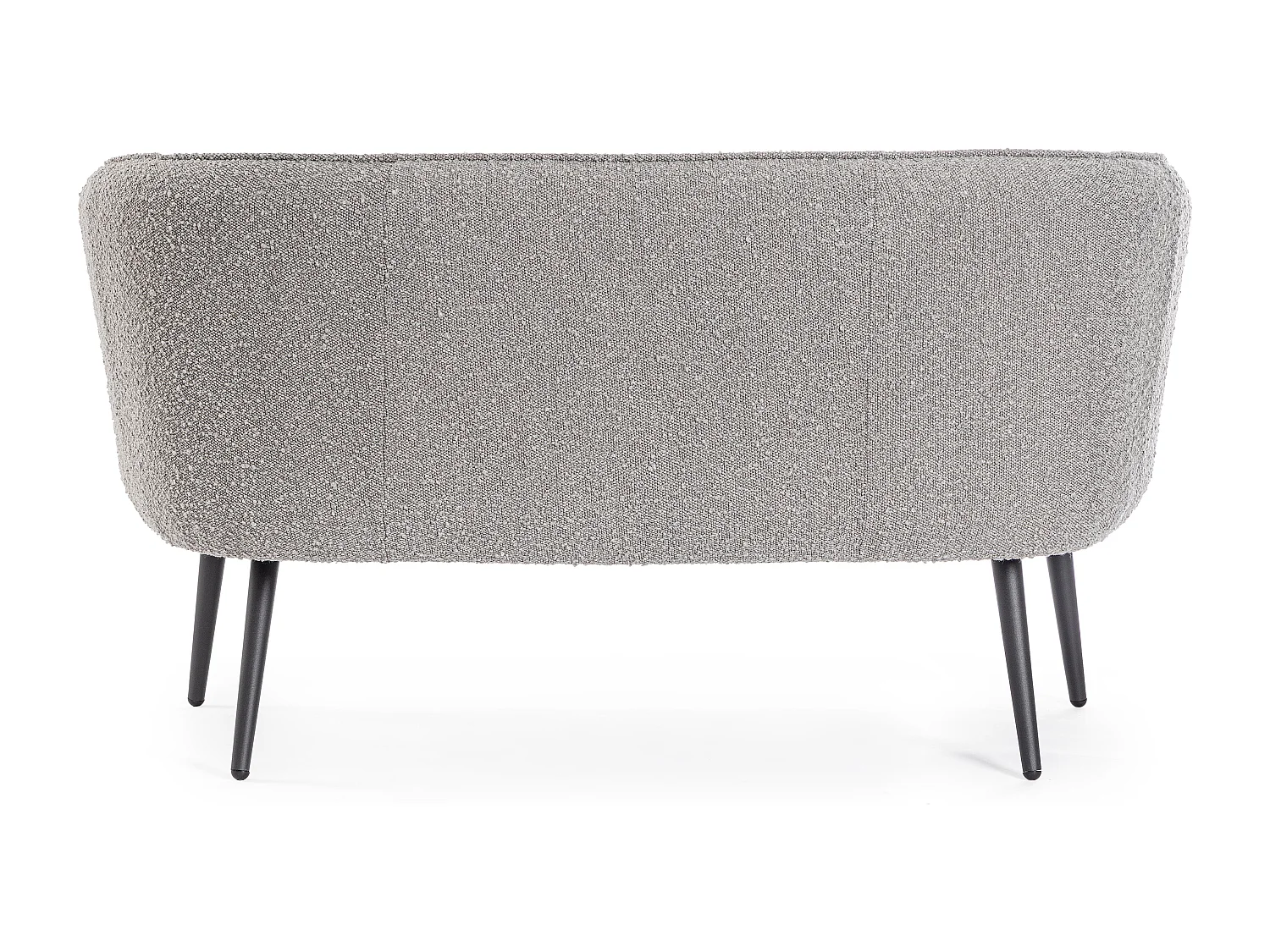 Canapé moderne 2 places tissu doux bouclé gris et pieds acier noir Kadole 126cm
