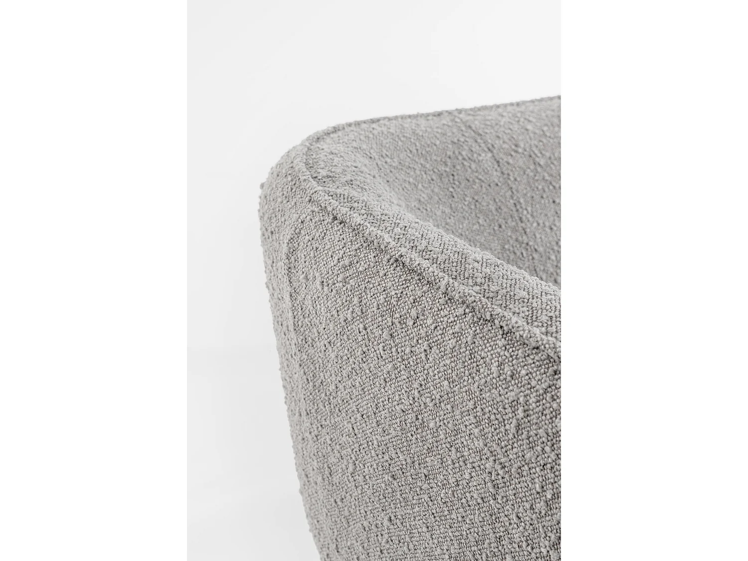 Canapé moderne 2 places tissu doux bouclé gris et pieds acier noir Kadole 126cm