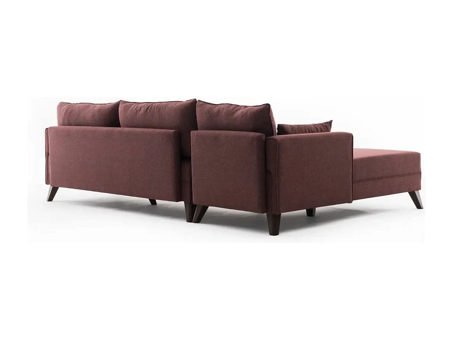 Canapé d'angle gauche 5 places tissu bordeaux Kandy 275cm