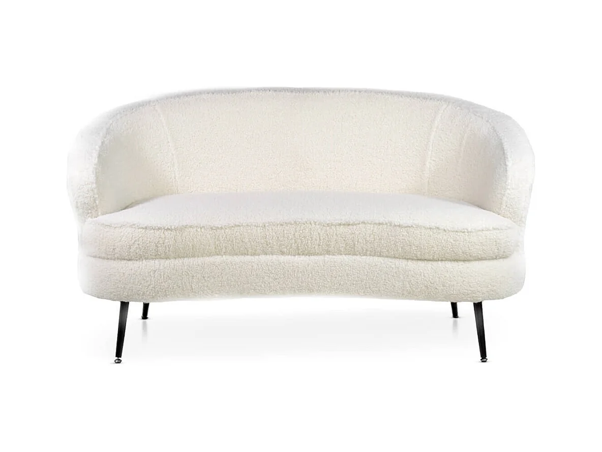 Canapé design en laine à bouclettes blanc cassé Oreklo