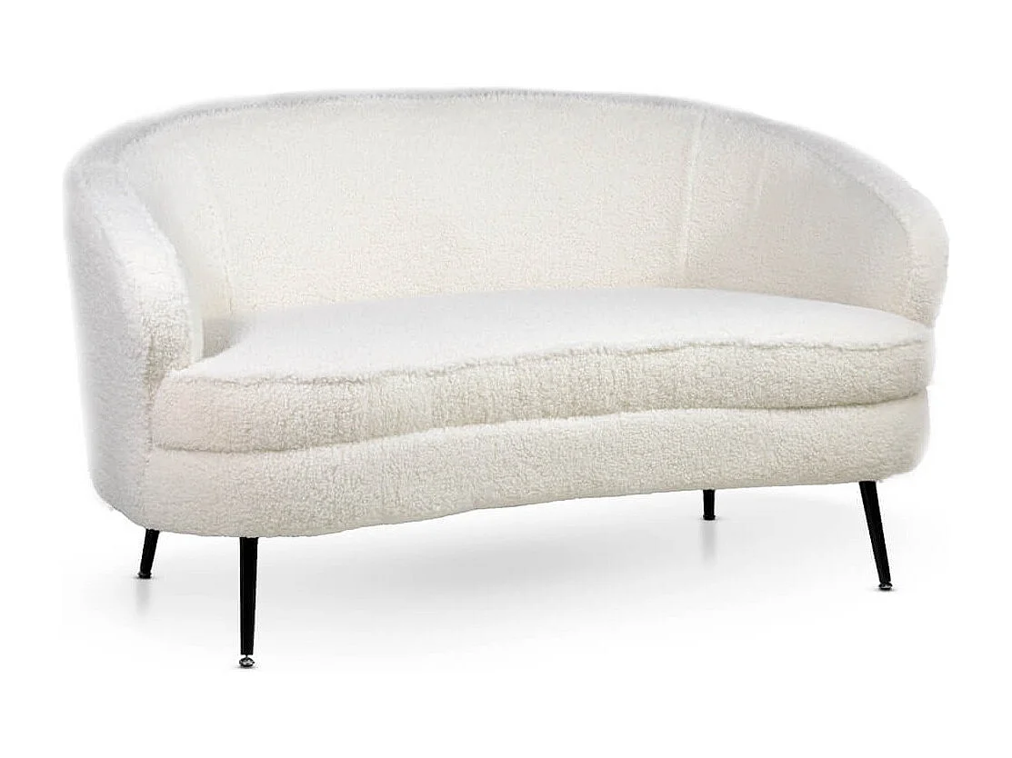 Canapé design en laine à bouclettes blanc cassé Oreklo