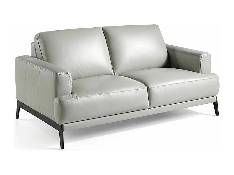 2-zits leren bank en zwarte RVS poten Yaro-Kleur Wit Piel-leer