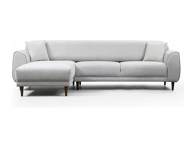 Canapé d'angle gauche design velours beige et pieds acier noir Liza