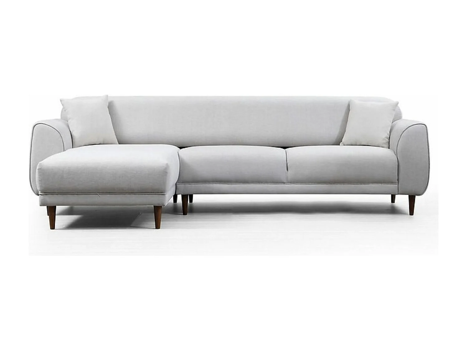 Liza design hoekbank links in beige fluweel en zwarte stalen poten