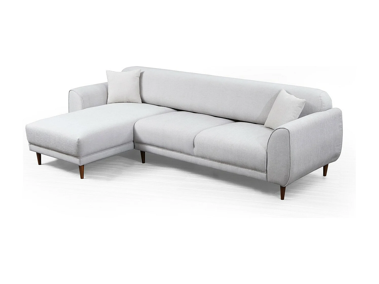 Liza design hoekbank links in beige fluweel en zwarte stalen poten