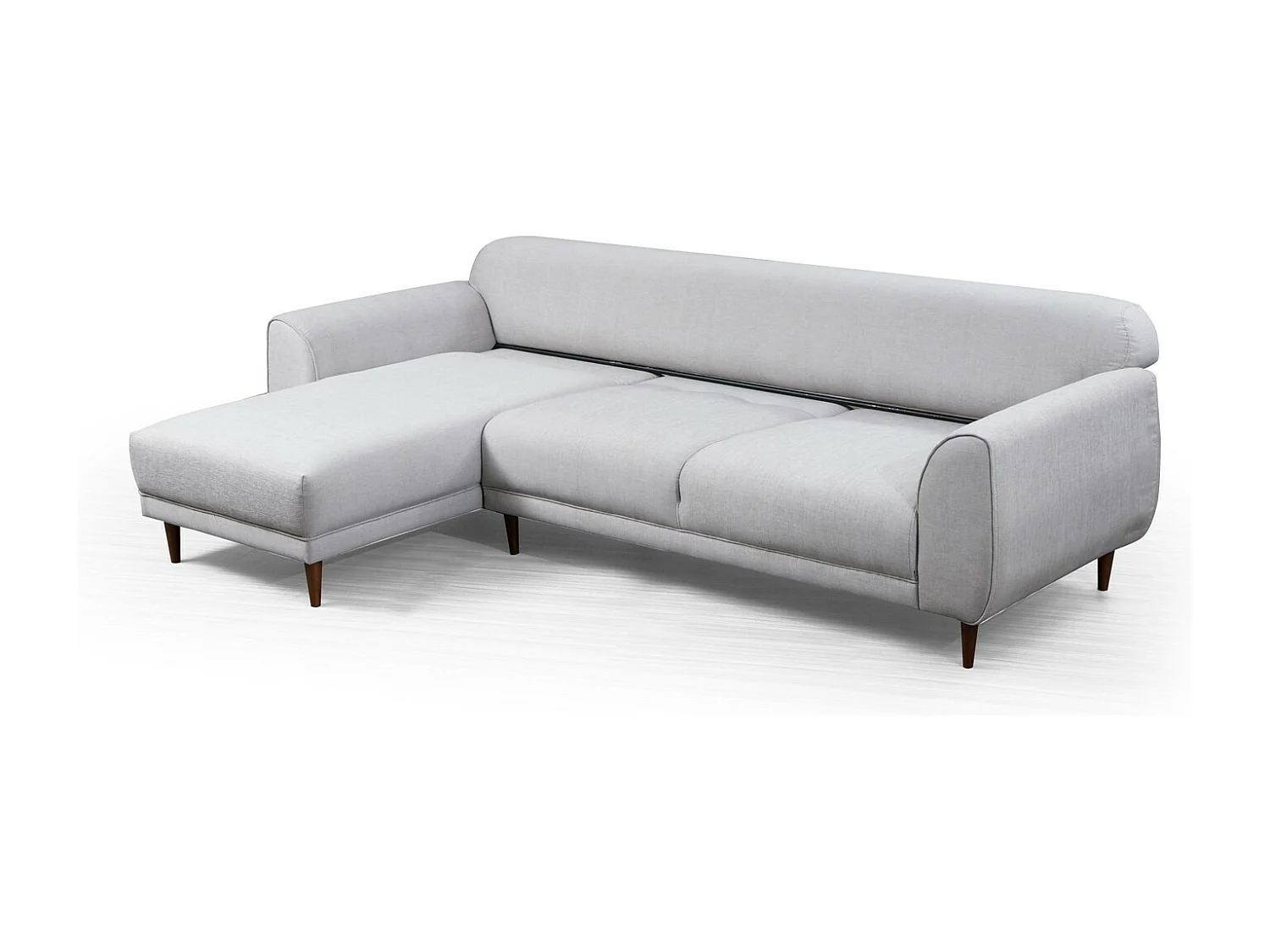 Liza design hoekbank links in beige fluweel en zwarte stalen poten