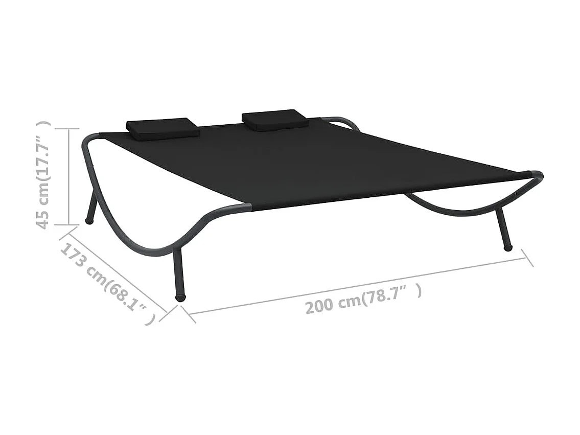 Lit de repos d'extérieur Tissu Noir