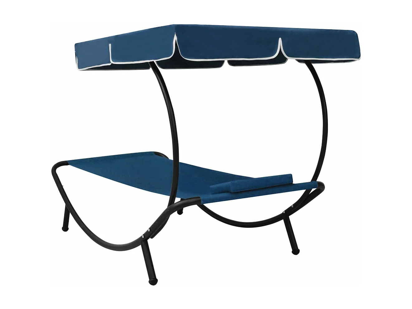 Lit de repos d'extérieur avec auvent et oreiller Bleu