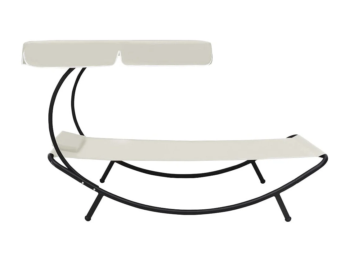 Chaise longue de jardin avec auvent et oreiller Blanc crème