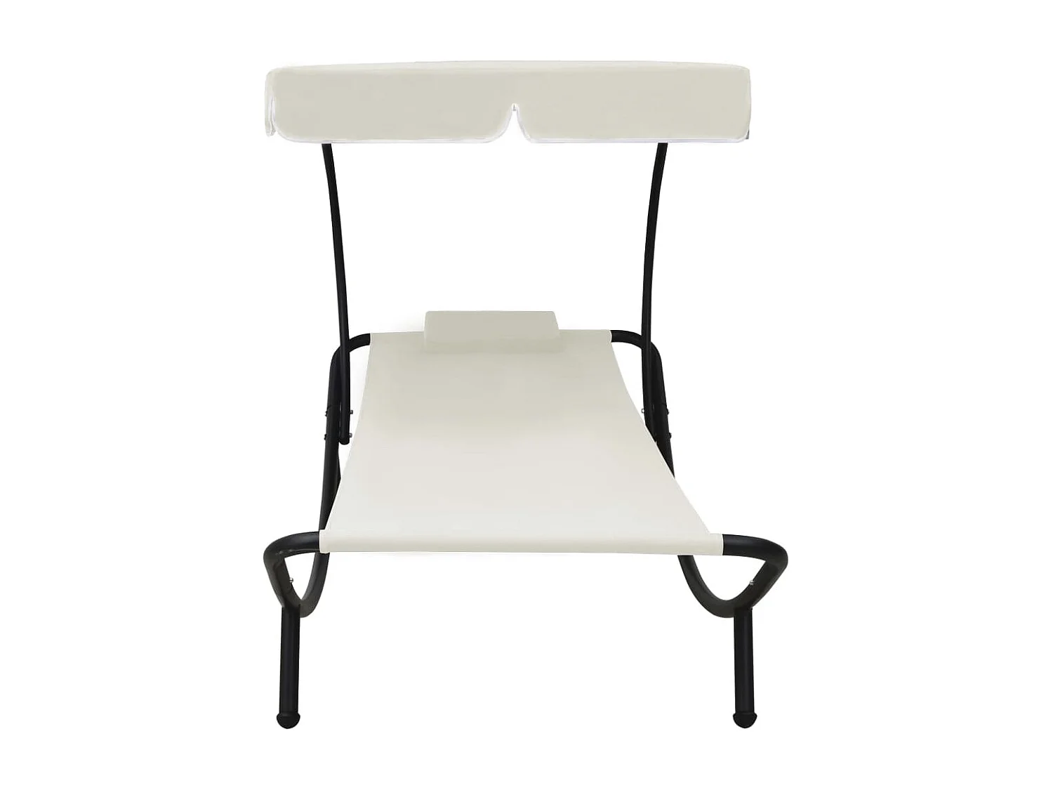 Chaise longue de jardin avec auvent et oreiller Blanc crème