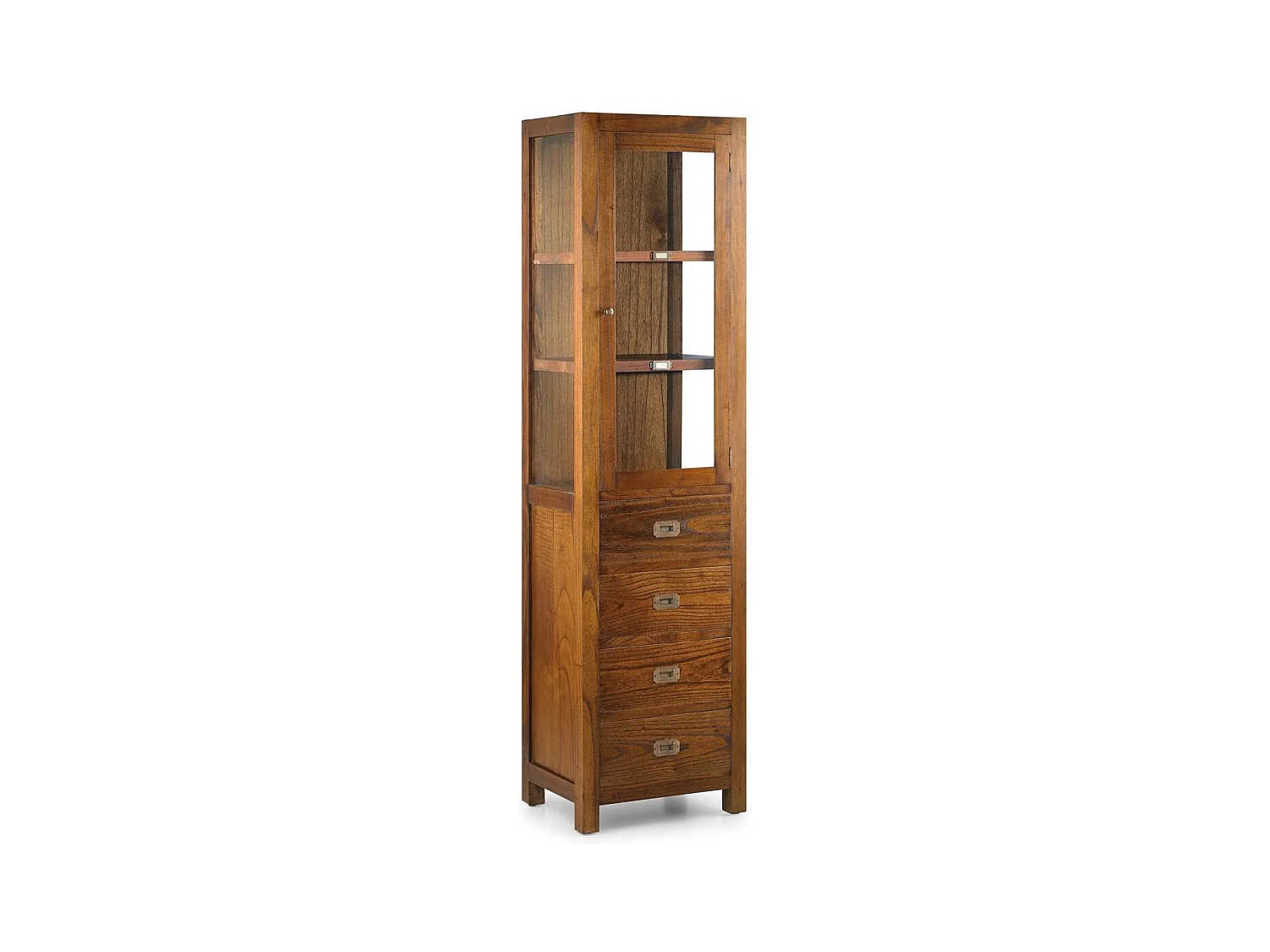 Vitrine en bois massif de Mindy 1 porte 4 tiroirs Orka 50cm