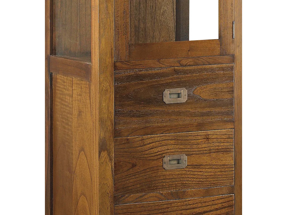 Vitrine en bois massif de Mindy 1 porte 4 tiroirs Orka 50cm