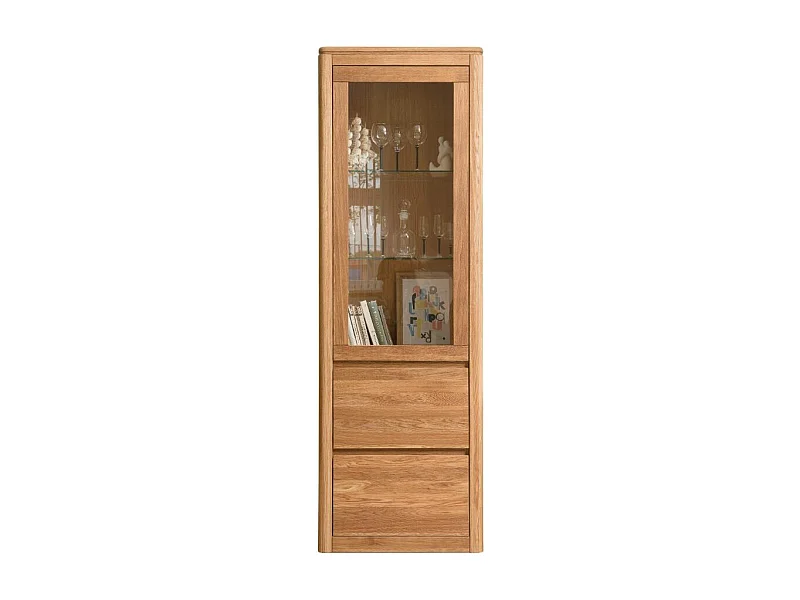 Vitrina Velida 1 puerta en roble macizo y cristal 61 cm