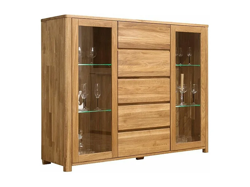 Vitrina Eliza de roble macizo 160 cm