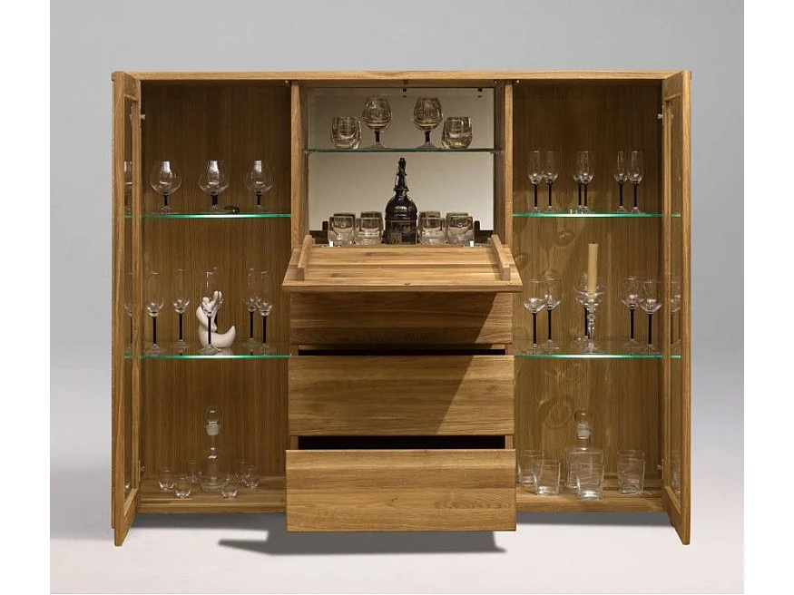 Vitrina Eliza de roble macizo 160 cm