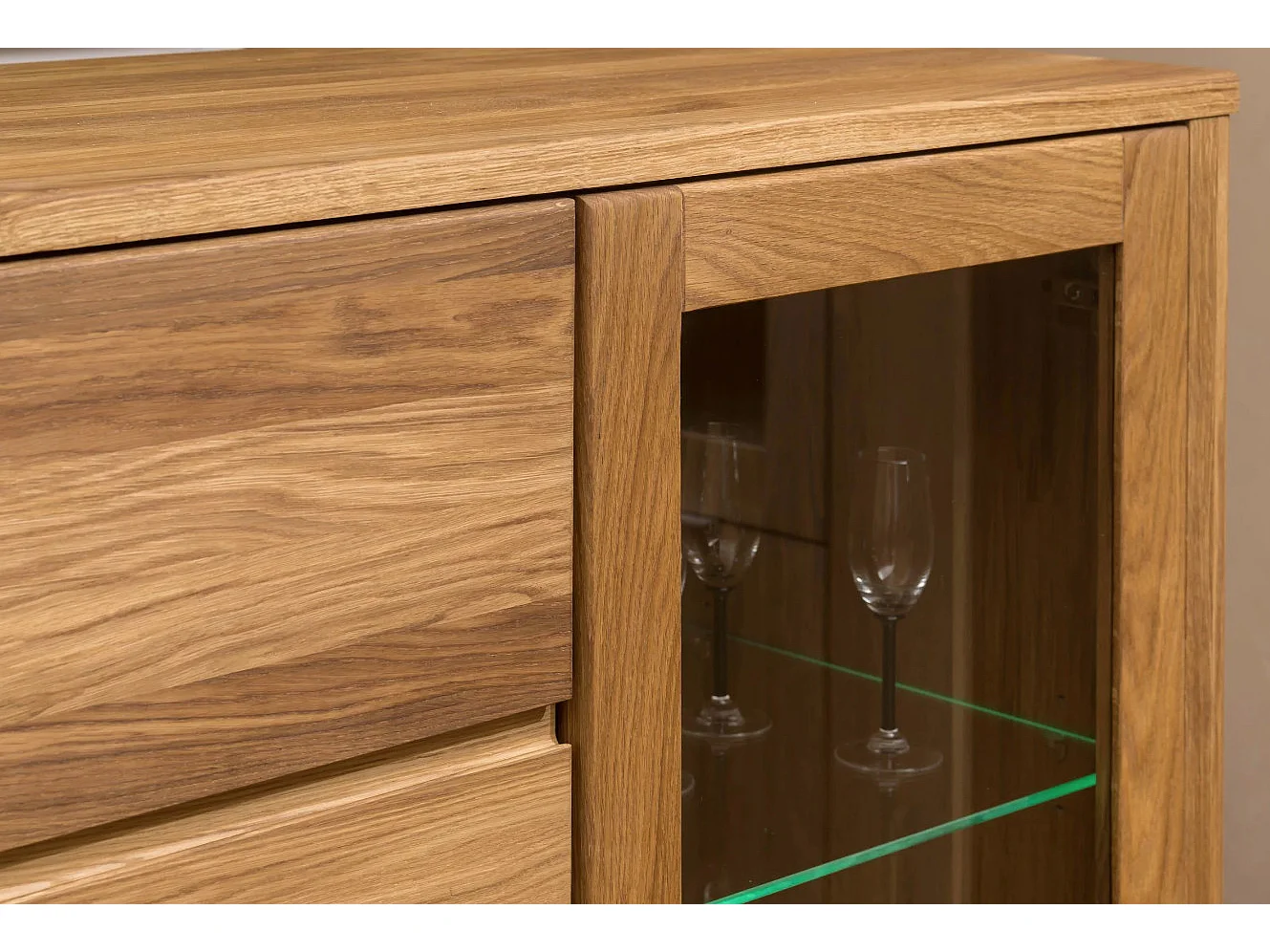 Vitrina Eliza de roble macizo 160 cm