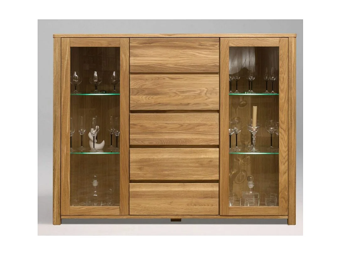 Vitrine en chêne massif Eliza 160cm