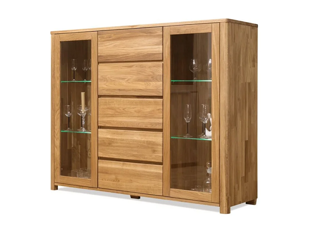 Vitrine en chêne massif Eliza 160cm