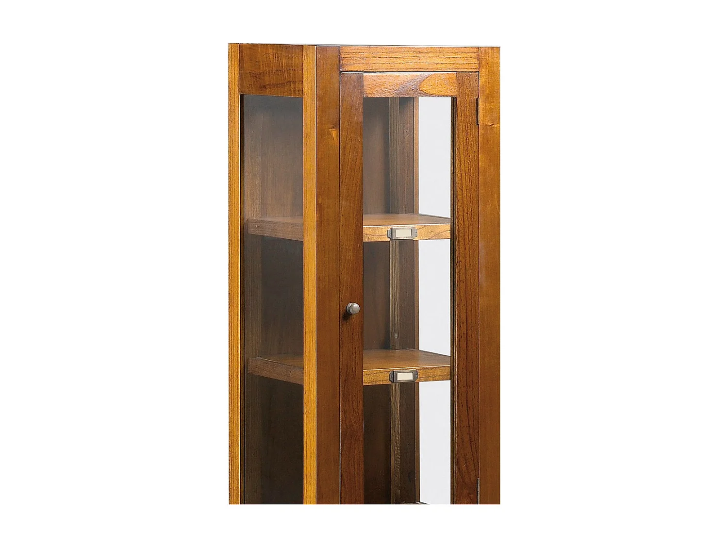 Vitrine en bois massif de Mindy 1 porte 2 tiroirs 2 étagères Orka 40cm