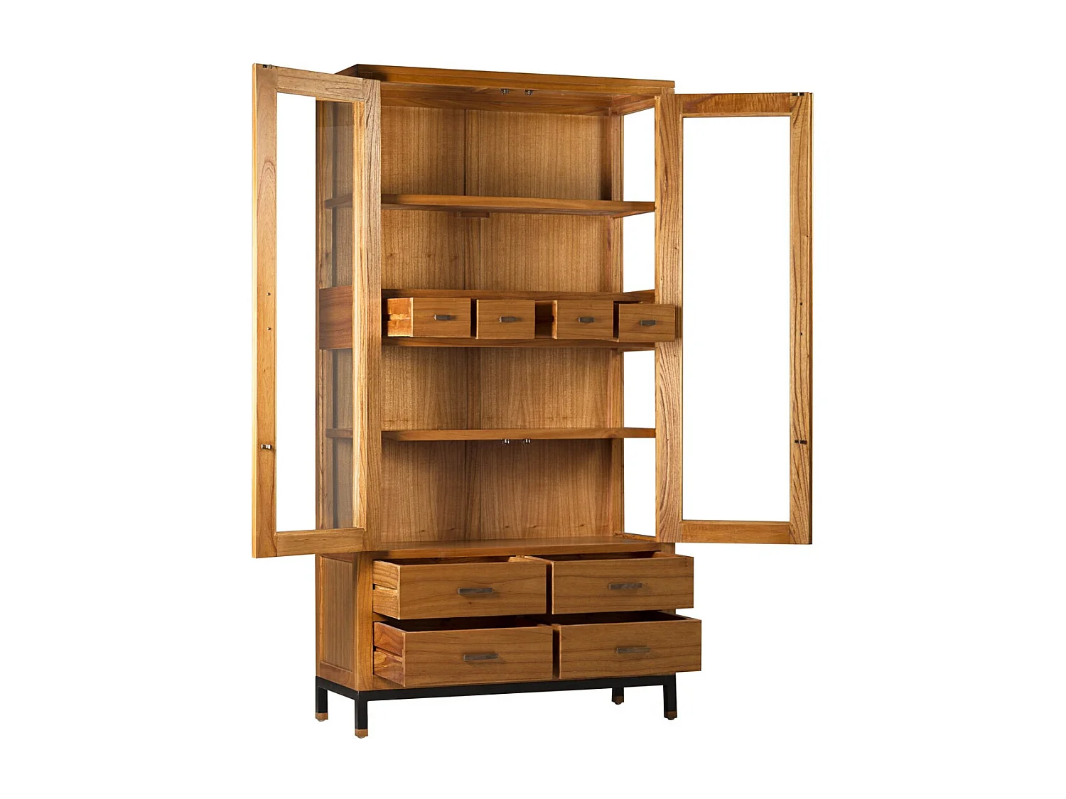 Vitrina Mindy madera maciza clara 2 puertas 8 cajones Zandhu 100 cm