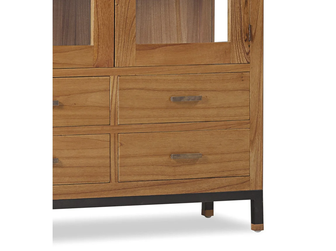 Vitrina Mindy madera maciza clara 2 puertas 8 cajones Zandhu 100 cm