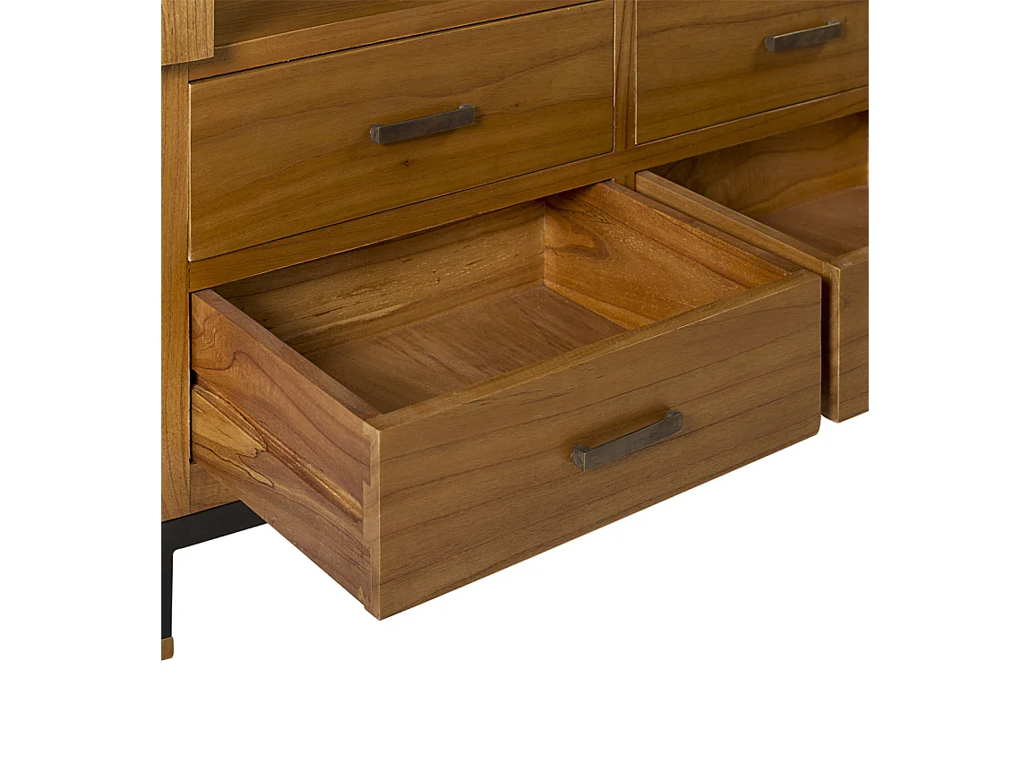 Vitrina Mindy madera maciza clara 2 puertas 8 cajones Zandhu 100 cm