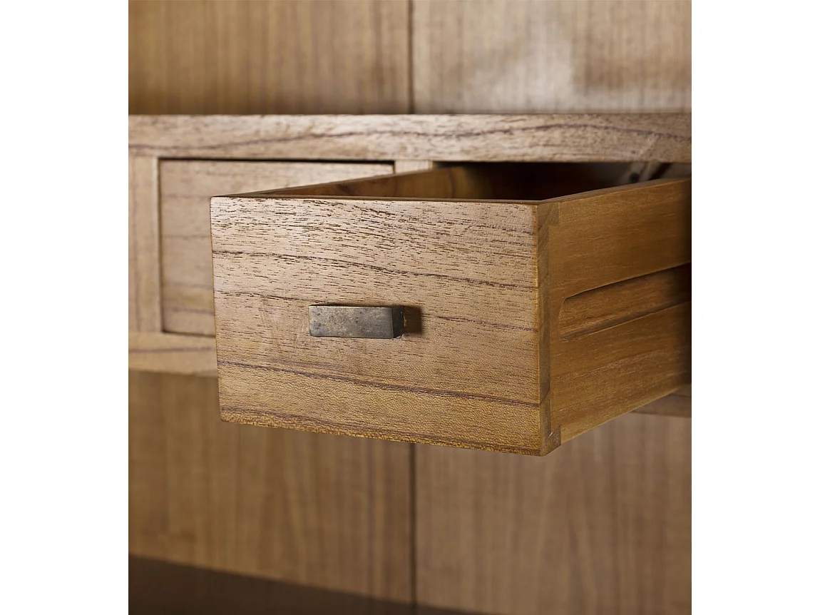 Vitrina Mindy madera maciza clara 2 puertas 8 cajones Zandhu 100 cm