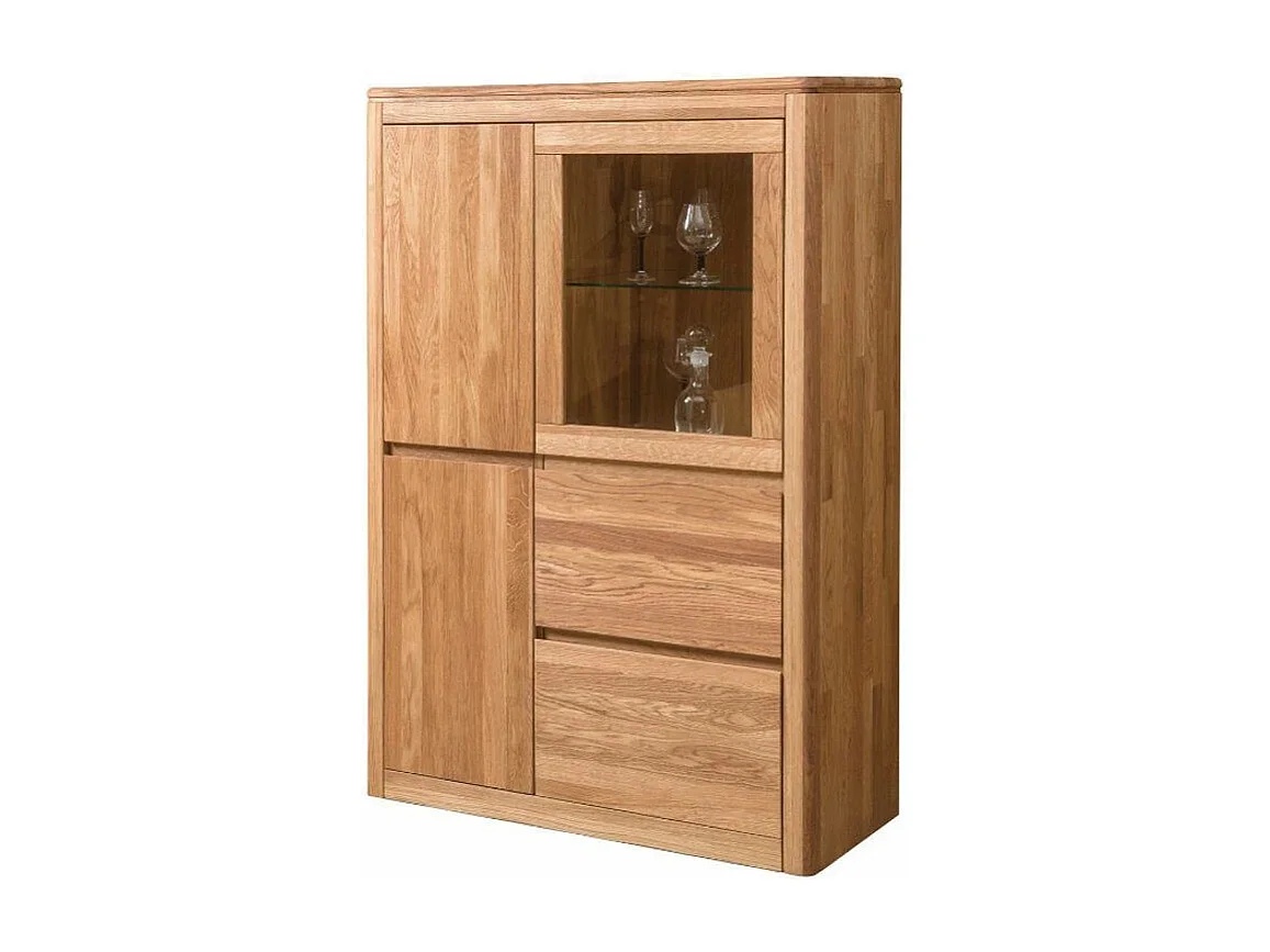 Vitrine en chêne massif et verre Velida 100cm