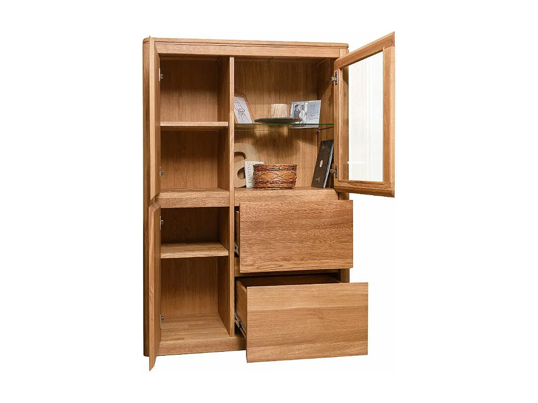 Vitrine en chêne massif et verre Velida 100cm