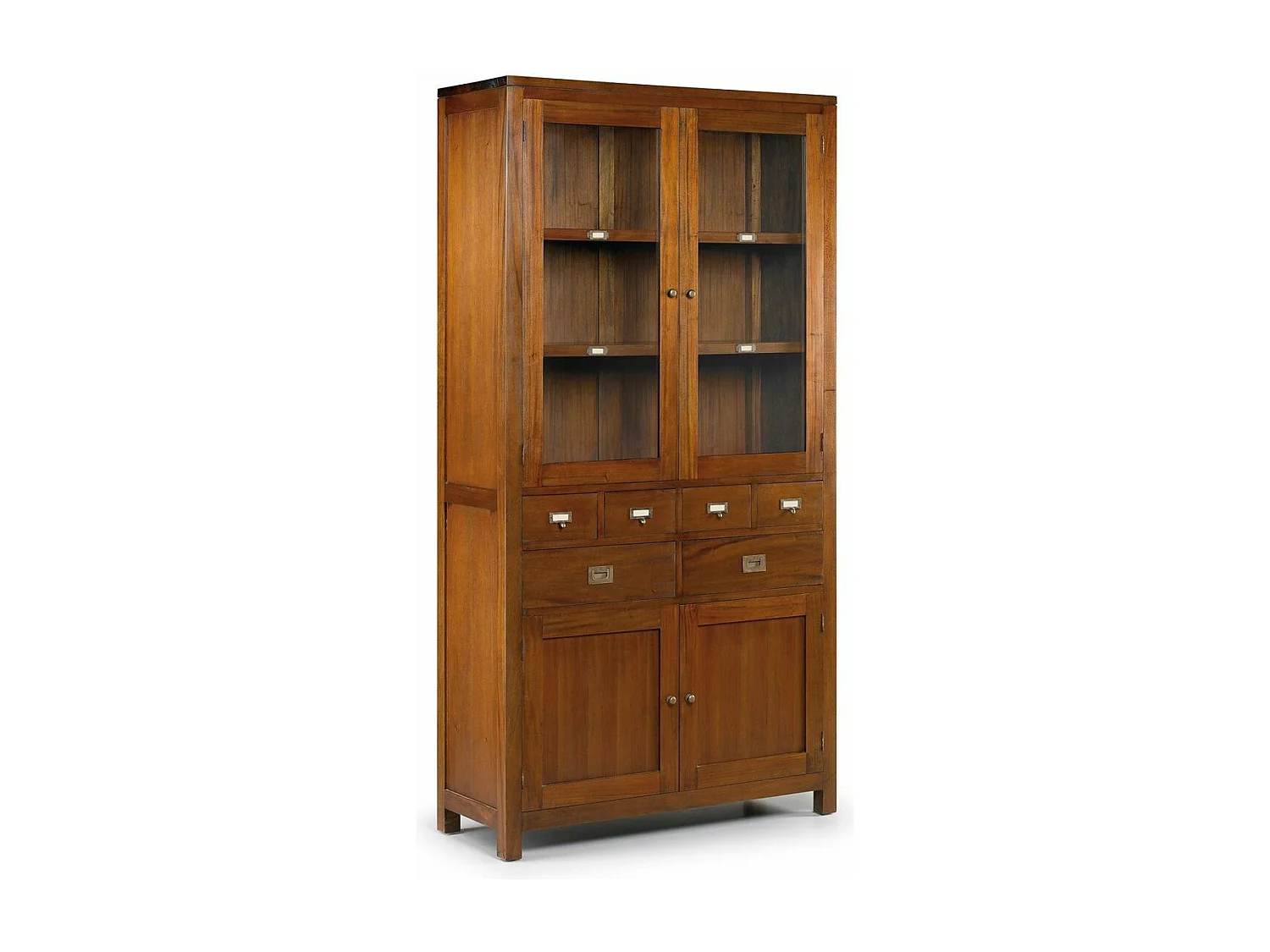 Vitrina colonial 4 puertas 6 cajones en madera maciza de caoba Falkane 105 cm