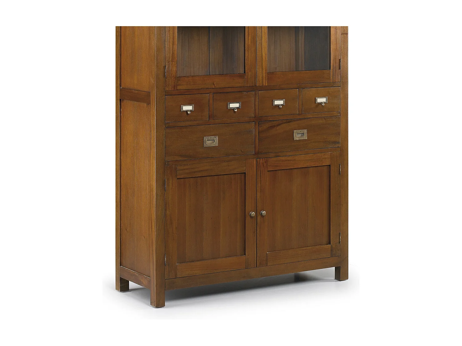 Vitrina colonial 4 puertas 6 cajones en madera maciza de caoba Falkane 105 cm