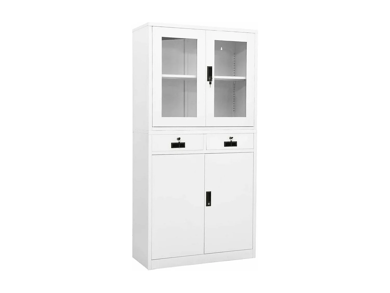 Armoire de bureau Blanc 90x40x180 Acier et verre trempé