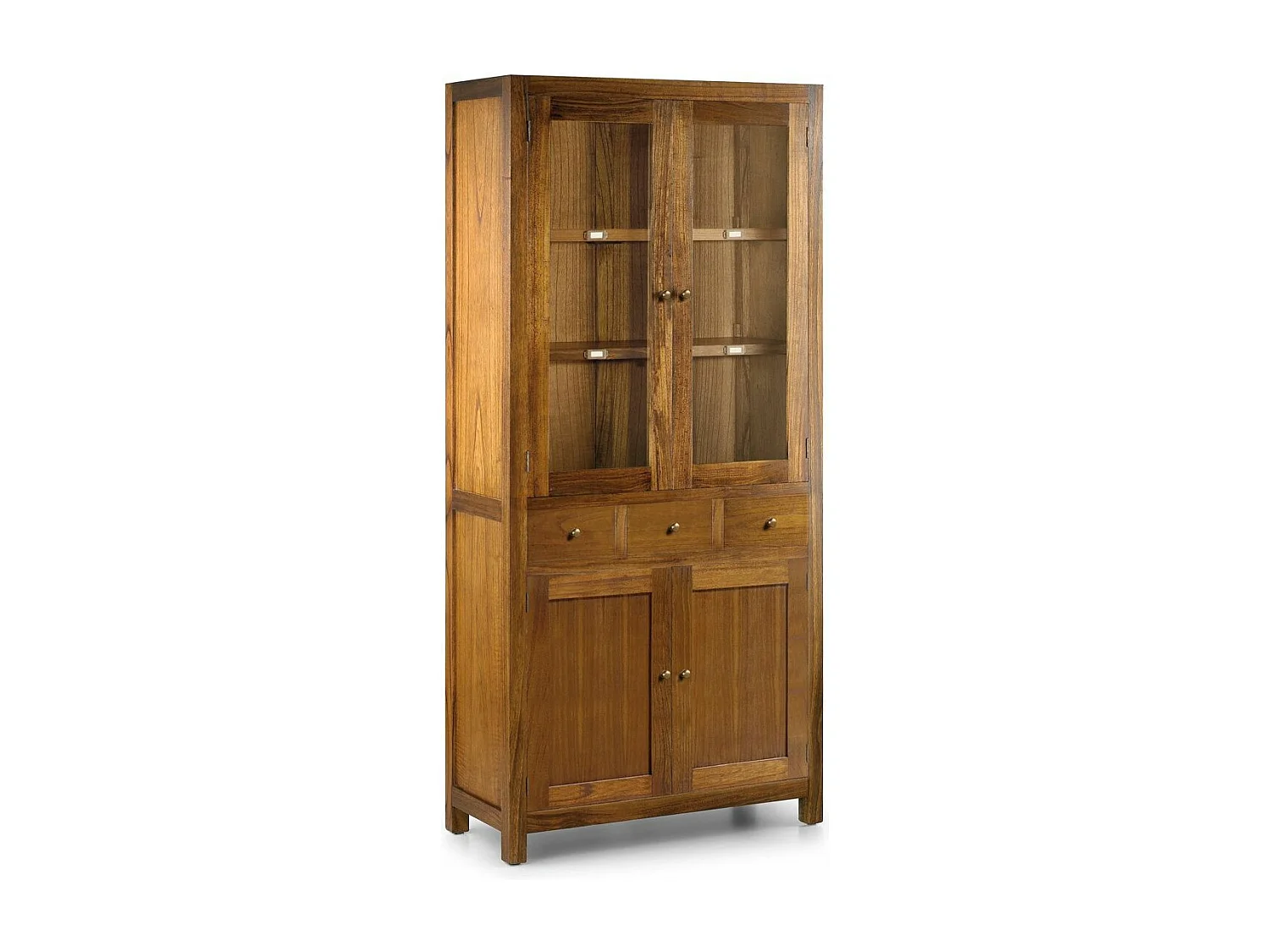Vitrina Mindy madera maciza 4 puertas 3 cajones Orka 120 cm