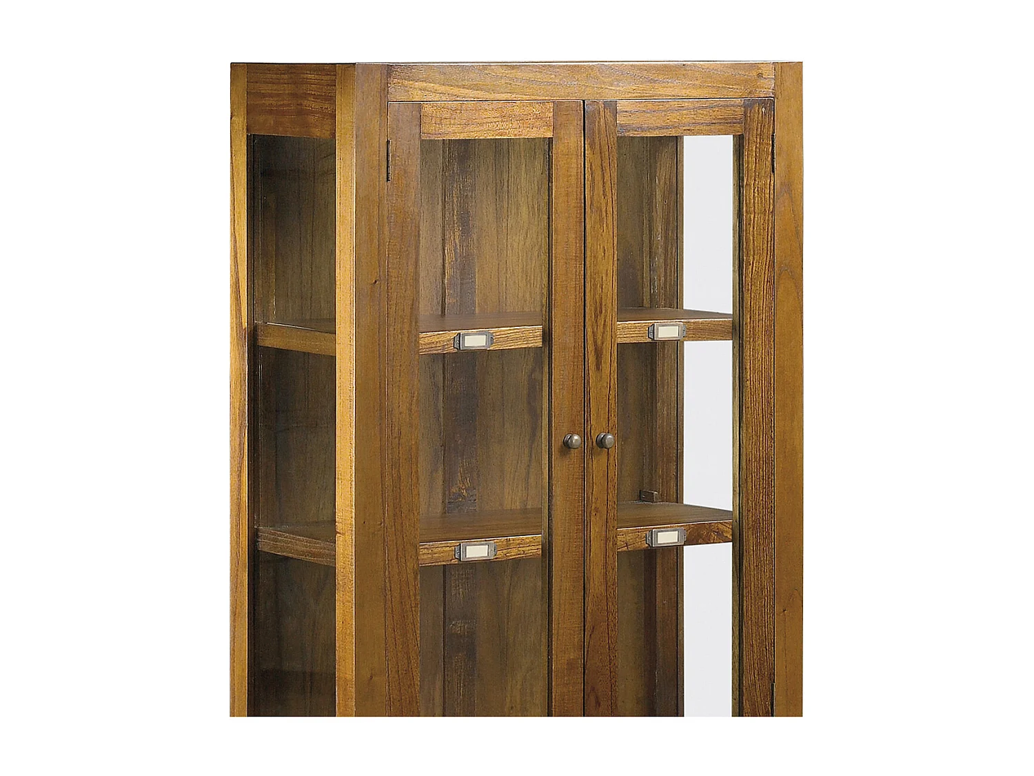 Vitrine en bois massif de Mindy 2 portes 3 tiroirs 2 étagères Orka 70cm