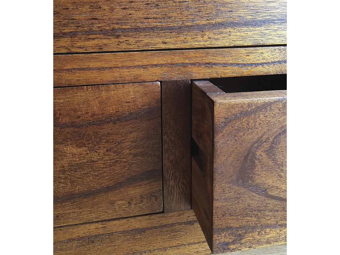 Vitrine en bois massif de Mindy 2 portes 3 tiroirs 2 étagères Orka 70cm