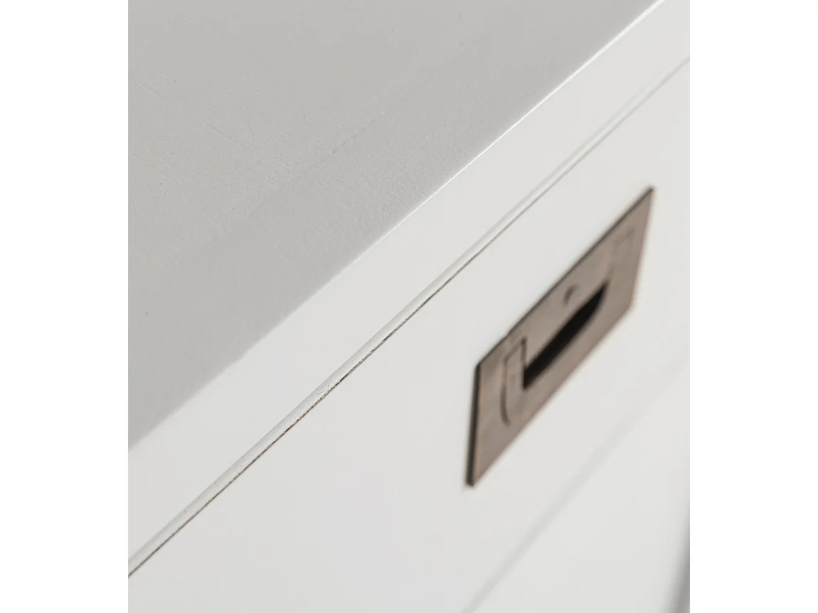 Vitrine 2 portes 1 tiroir bois massif de mindi blanc Kourame 55cm