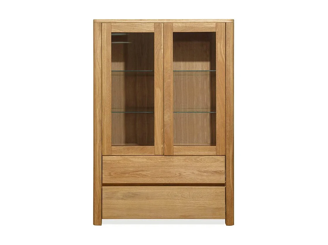 Vitrine en chêne massif 2 portes 2 tiroirs Eliza 90cm