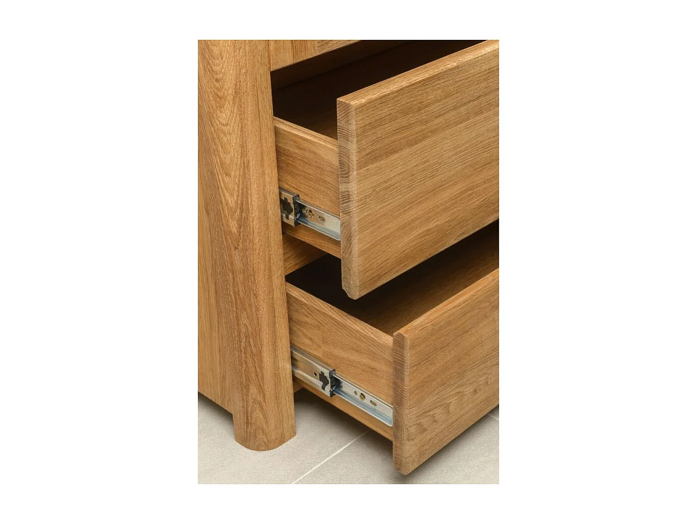 Vitrine en chêne massif 2 portes 2 tiroirs Eliza 90cm