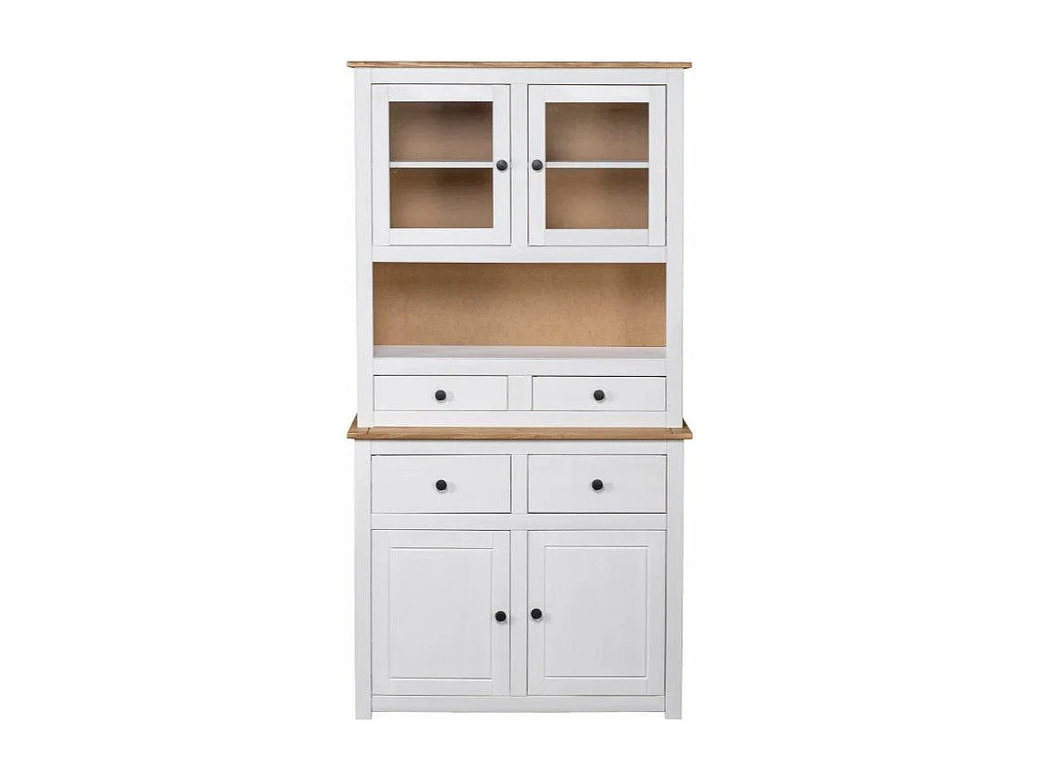 Vaisselier 4 portes 4 tiroirs pin massif blanc Iris