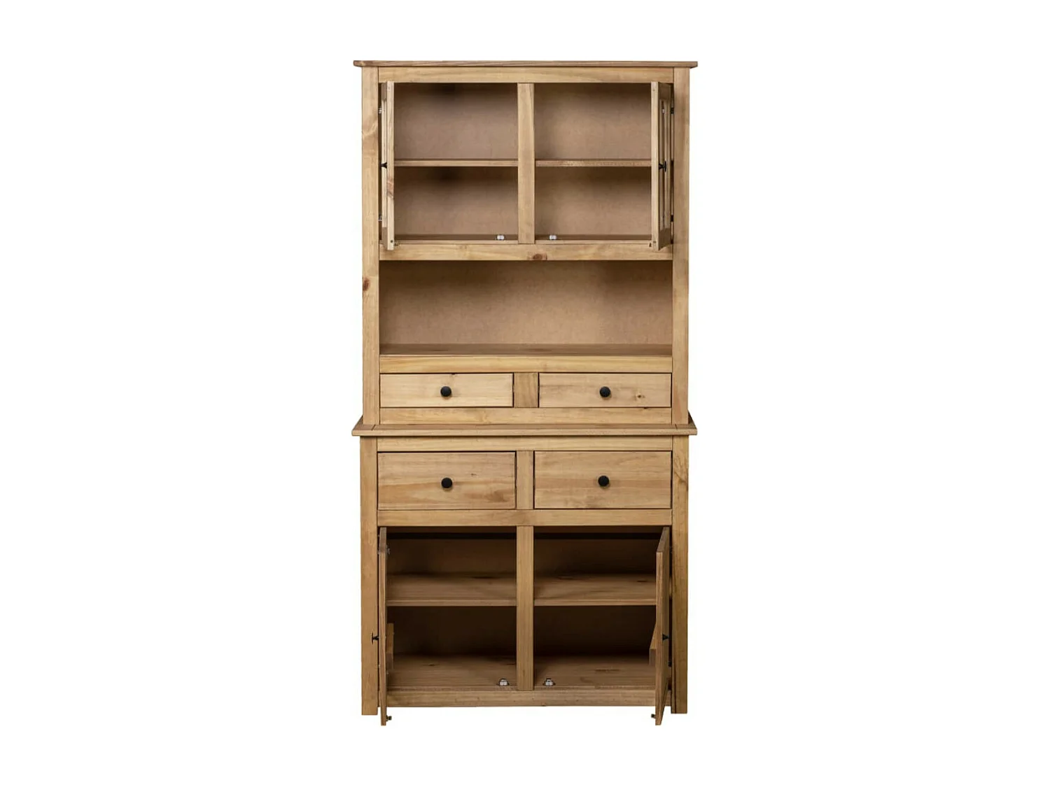 Vaisselier 4 portes 4 tiroirs pin massif clair Iris