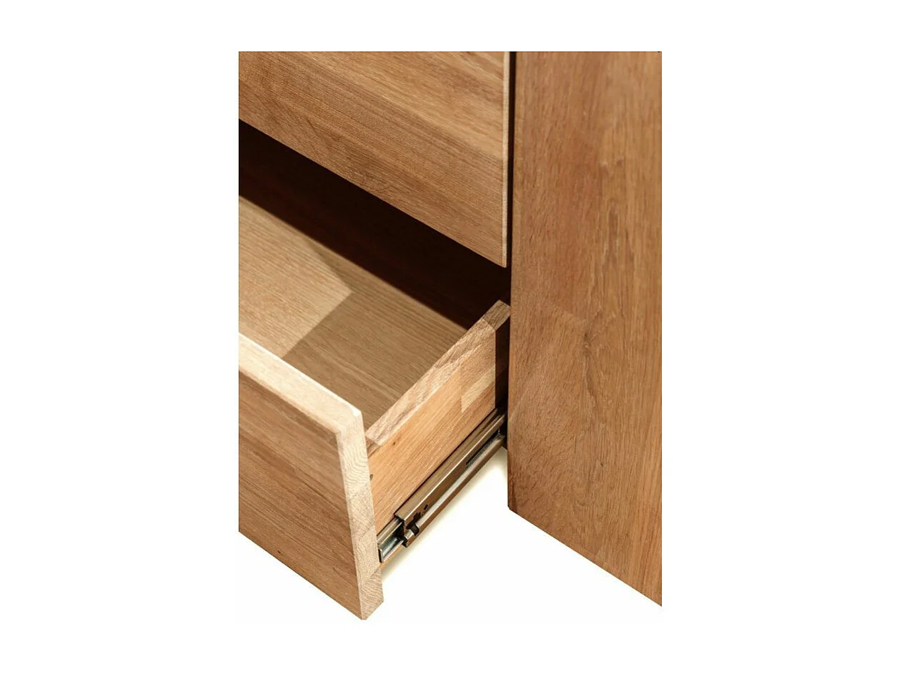 Vitrine en chêne massif 1 porte vitrée 2 tiroirs Nordo 80cm